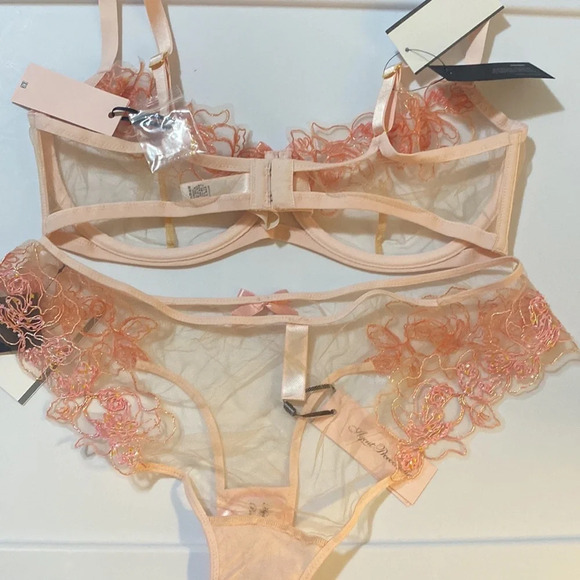 Agent Provocateur Lindie Pink Orange 2-piece Set: Bra 36DD / Brief AP4 Large - Picture 13 of 16